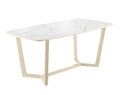 Стол  Фрейм  1800*900*750 (мрамор белый глянец/ ноги дуб нордик)